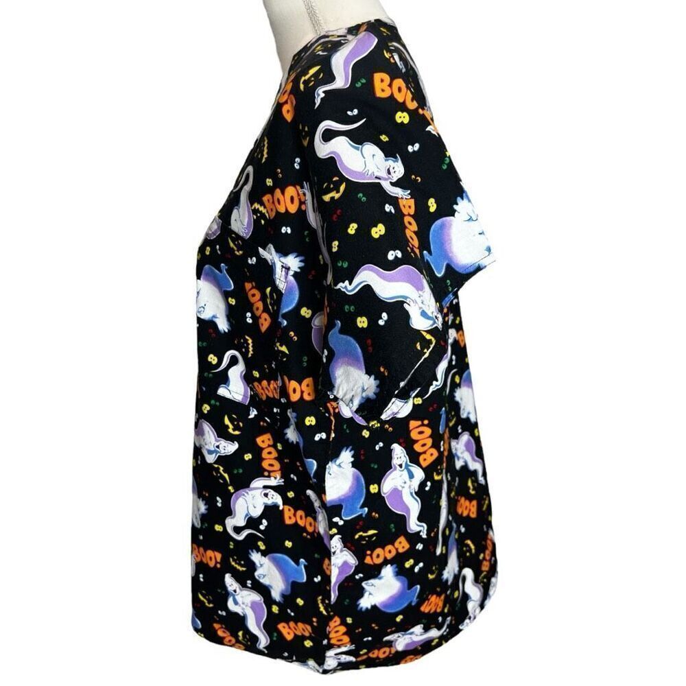 SCRUBS Halloween Friendly Ghosts BOO! Women's Scrub Top Size M - Picture 3 of 4